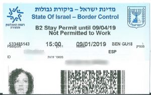 Blue Card sello pasaporte Israel